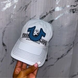 Lightly Blue Washed True Religion Buddha Cap with Blue Logo